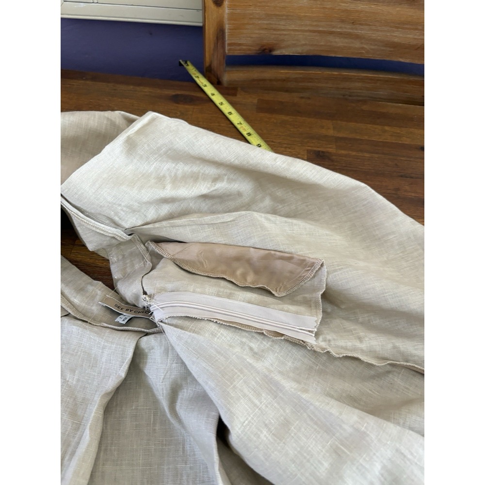 SEE BY CHLOE Linen Skirt SIZE 2 /36 Beige With Gold Thread Sparkle Pleated Mini - Picture 15 of 16